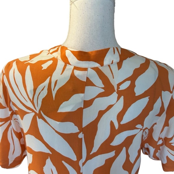 NEW H&M VISCOSE TUNIC SHORT SLEEVE DRESS WOMEN SZ XS IN ORANGE PATTERN Relaxed - Picture 7 of 11